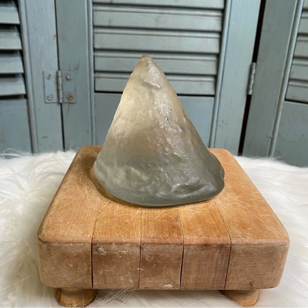 Glass Cone Mountain Frosted Textured Sides Paperweight